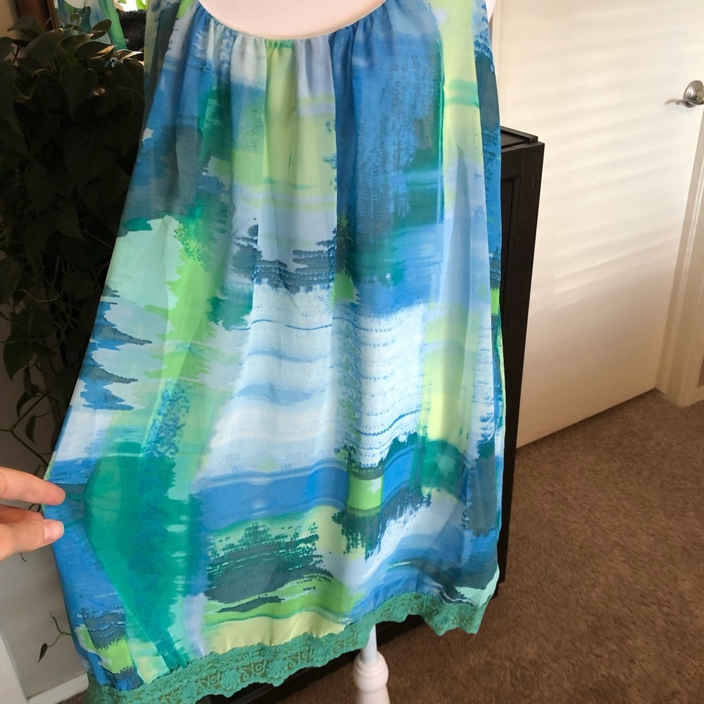 Paradise Blue, Green & White Tunic Tank - Picture 6 of 12